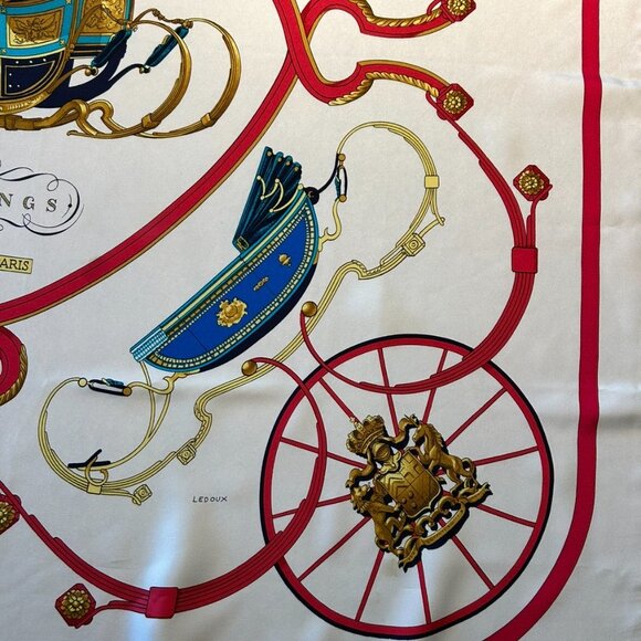 Vintage Hermes Springs Silk Scarf White Background  Designed by Phillipe Ledoux - Picture 5 of 16
